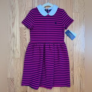 Polo by Ralph Lauren Girls Striped Peter Pan Collar Dress